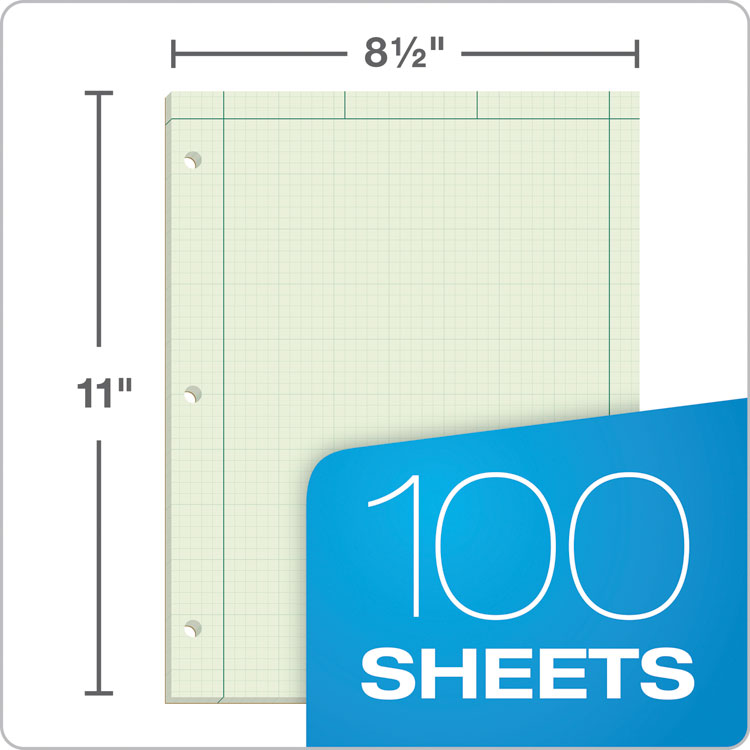 Engineering Computation Pads, Black/Green Cover, Quadrille Rule (5 sq/in, 1 sq/in), (100) Green-Tint 8.5 x 11 Sheets