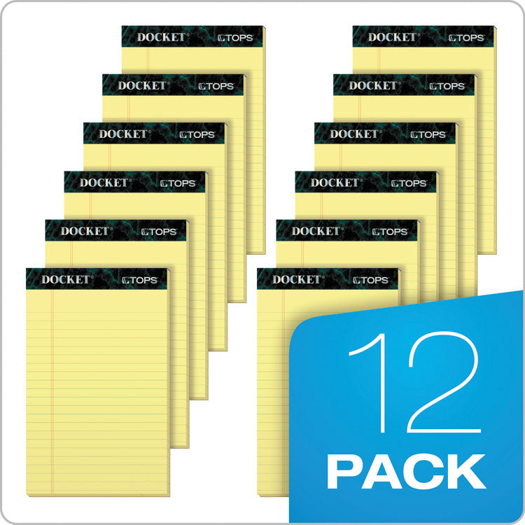 Docket Ruled Perforated Pads, Wide/Legal Rule, (50) Canary Yellow 8.5 x 11 Sheets, 12/Pack