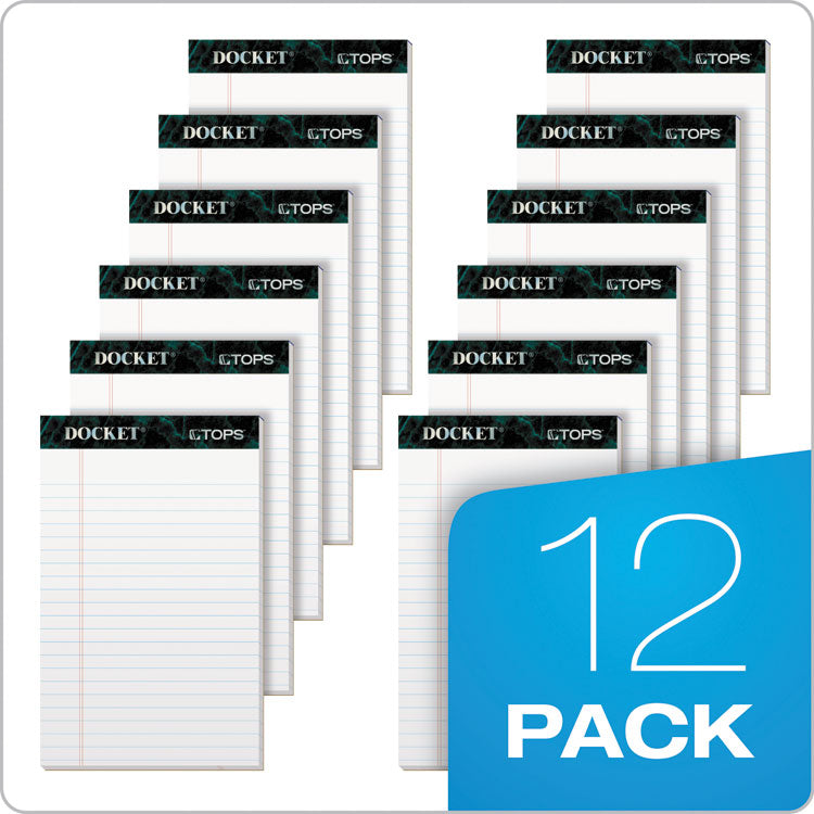 Docket Ruled Perforated Pads, Narrow Rule, (50) White 5 x 8 Sheets, 12/Pack