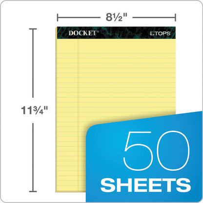 Docket Ruled Perforated Pads, Wide/Legal Rule, (50) Canary Yellow 8.5 x 11 Sheets, 12/Pack
