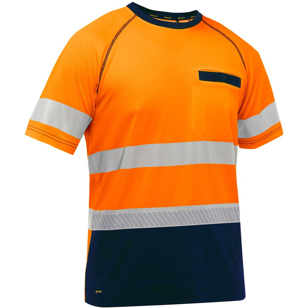 Bisley Workwear by PIP Type R Class 2 S-sleevet-shirt W/NAVY Bottom