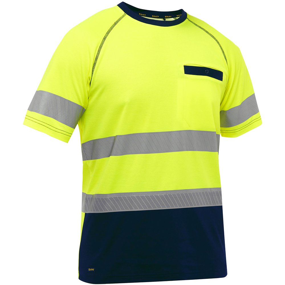 Bisley Workwear by PIP Type R Class 2 S-sleevet-shirt W/NAVY Bottom