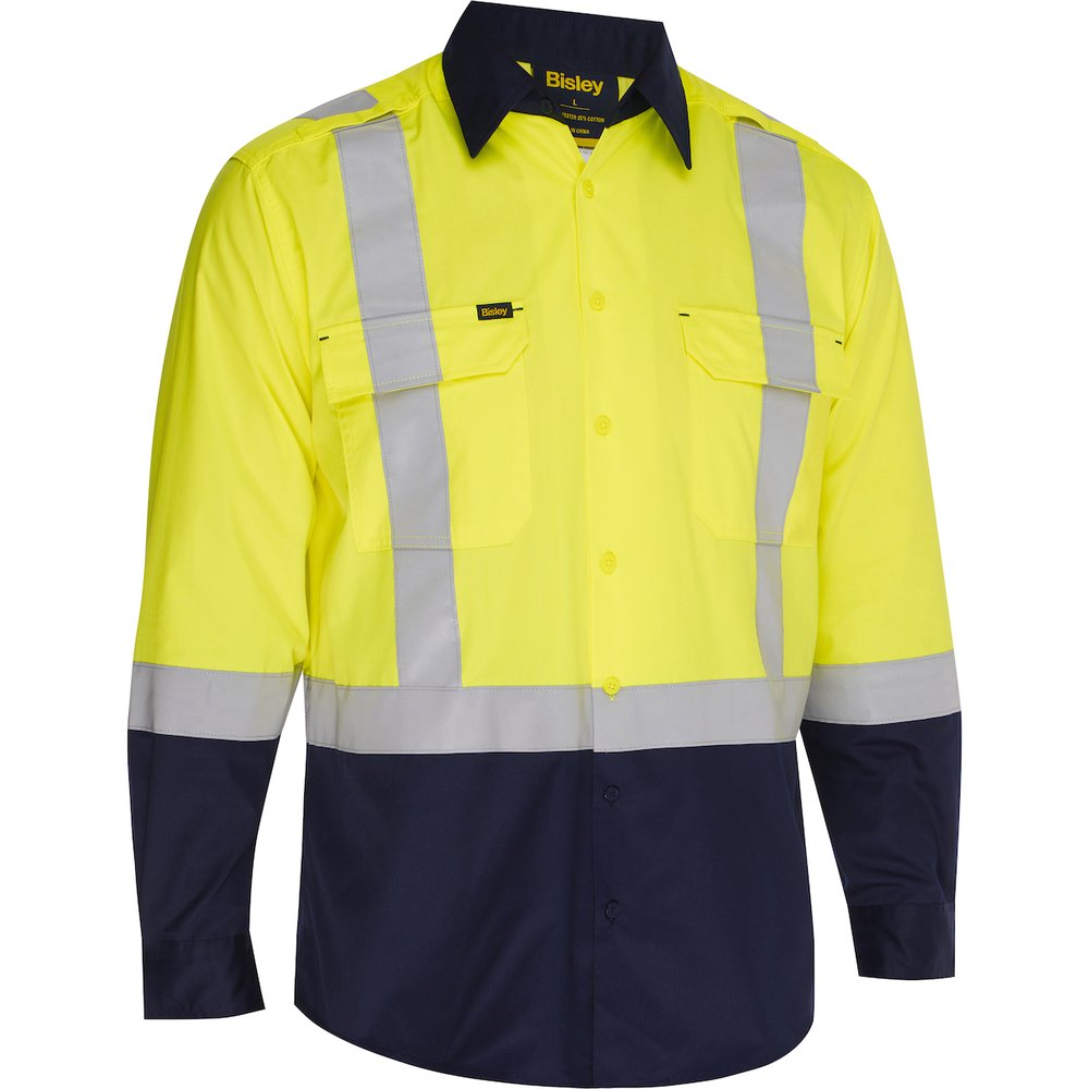 Bisley Workwear by PIP T R CL2 Vented L.sleevebutton Navy Ind. Wash 2X