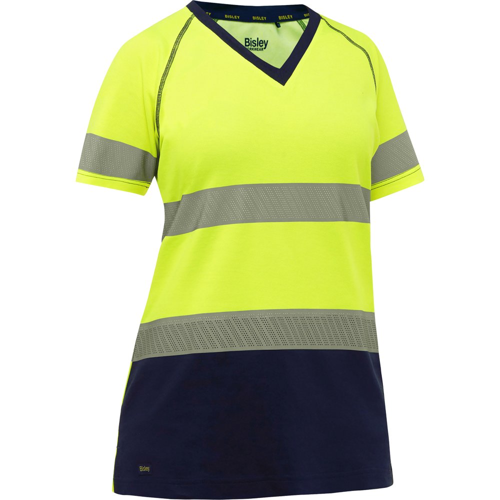 Bisley Workwear by PIP T R CL2 Women's S.sleevet-shirt W/NAVY Bottom