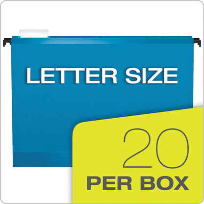 Extra-Capacity SureHook Hanging Folders, 2" Capacity, Letter Size, 1/5-Cut Tabs, Assorted Colors, 20/Box