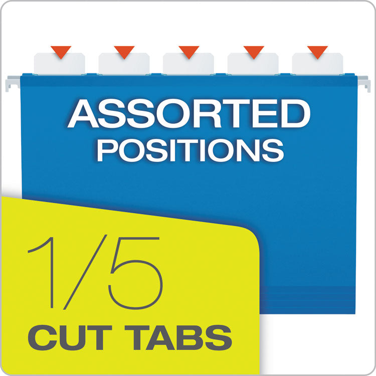 SureHook Reinforced Extra-Capacity Hanging Box File, 1 Section, 2" Capacity, Letter Size, 1/5-Cut Tabs, Blue, 25/Box
