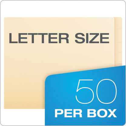 Manila Laminated End Tab Fastener Folders, Straight Tab, Expands 0.75", 2 Fasteners, Letter Size, 11-pt Manila, 50/Box