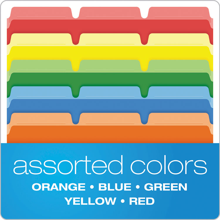 Ready-Tab Reinforced File Folders, 1/3-Cut Tabs: Assorted, Letter Size, Assorted Colors, 50/Pack