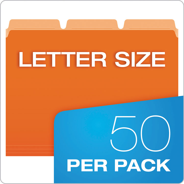Ready-Tab Reinforced File Folders, 1/3-Cut Tabs: Assorted, Letter Size, Assorted Colors, 50/Pack