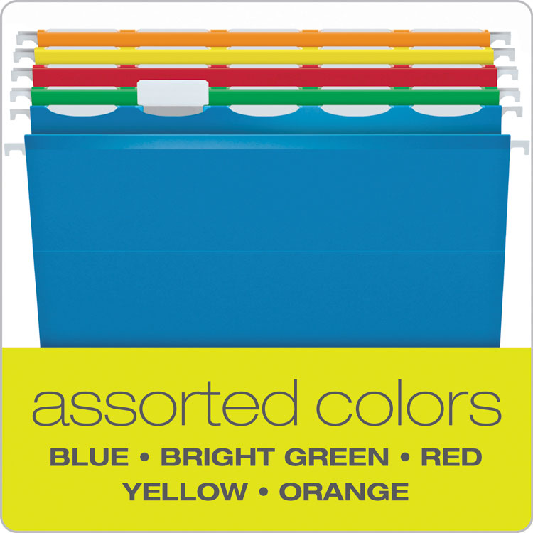 Ready-Tab Colored Reinforced Hanging Folders, Letter Size, 1/3-Cut Tabs, Assorted Colors, 25/Box