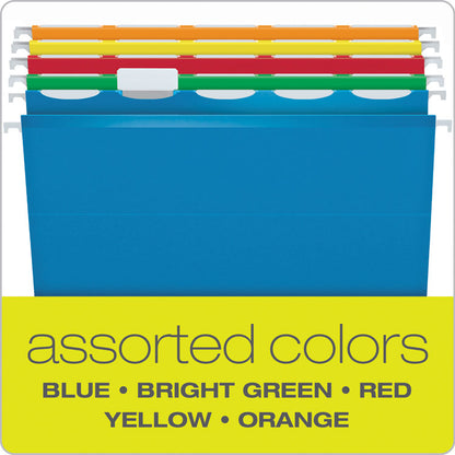 Ready-Tab Colored Reinforced Hanging Folders, Letter Size, 1/3-Cut Tabs, Assorted Colors, 25/Box