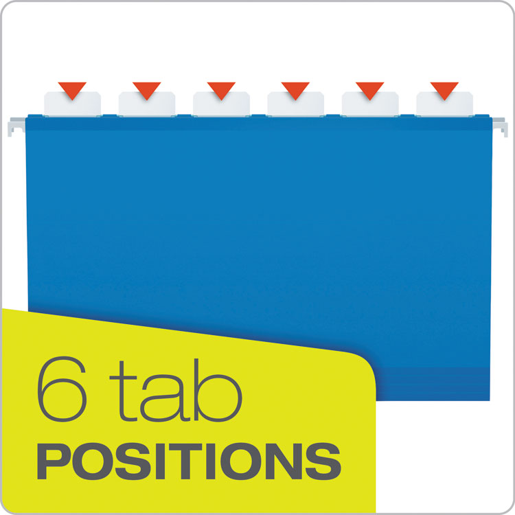 Ready-Tab Colored Reinforced Hanging Folders, Legal Size, 1/6-Cut Tabs, Assorted Colors, 25/Box