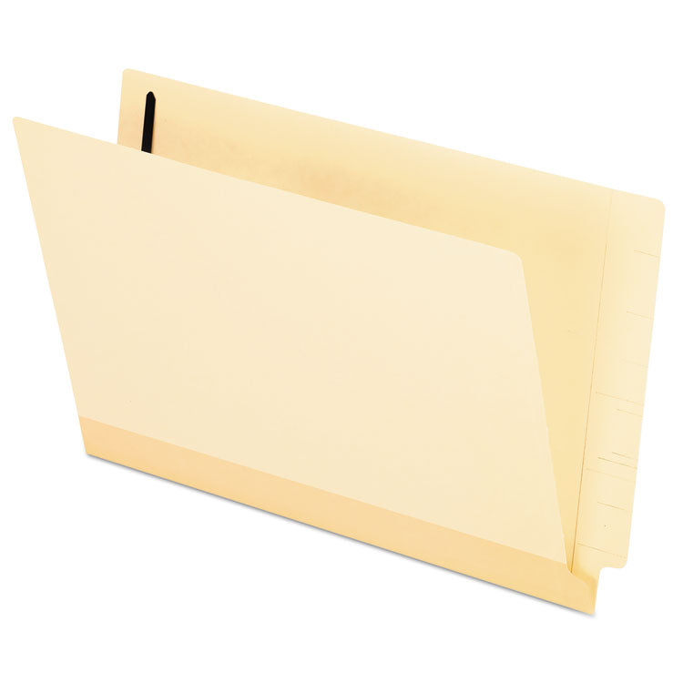 Manila Laminated End Tab Fastener Folders, Straight Tab, Expands 0.75", 1 Fastener, Legal Size, 11-pt Manila, 50/Box