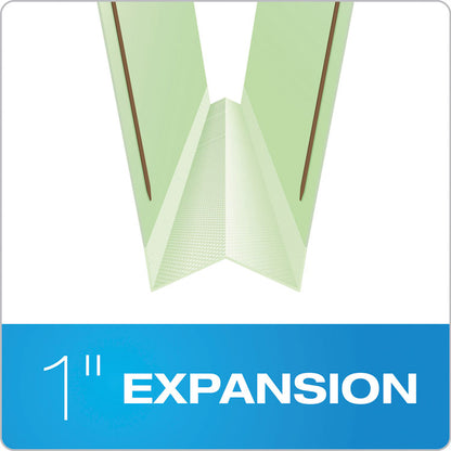 Heavy-Duty Pressboard Folders with Embossed Fasteners, 1/3-Cut Tab, Expands 1", 2 Fasteners, Letter Size, Green, 25/Box