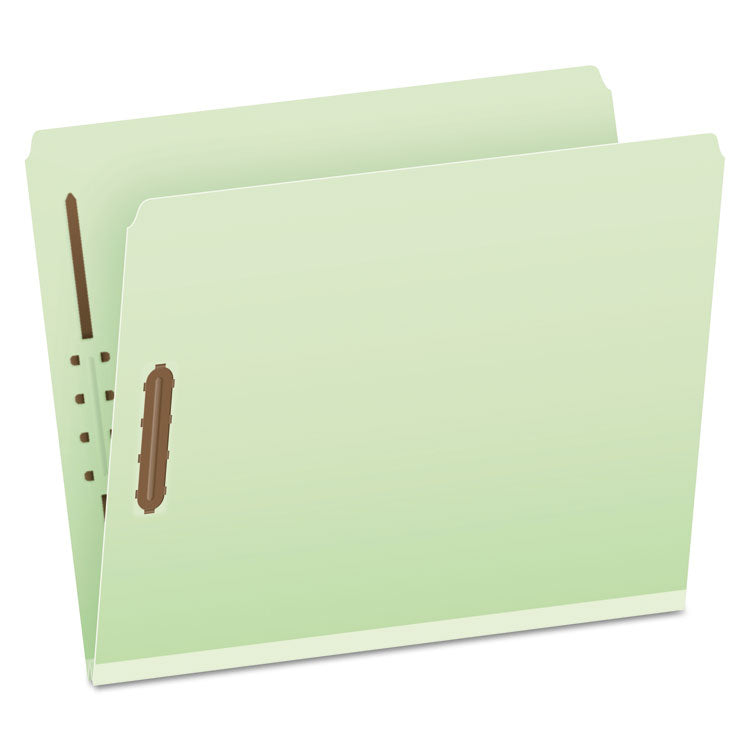 Heavy-Duty Pressboard Folders with Embossed Fasteners, Straight Tab, Expands 2", 2 Fasteners, Letter Size, Green, 25/Box