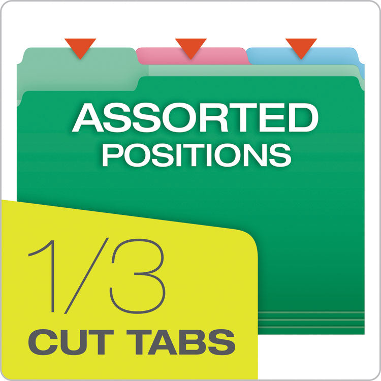 File Folders with Erasable Tabs, 1/3-Cut Tabs: Assorted, Letter Size, Assorted Colors, 30/Pack