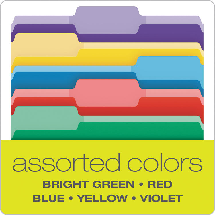 File Folders with Erasable Tabs, 1/3-Cut Tabs: Assorted, Letter Size, Assorted Colors, 30/Pack