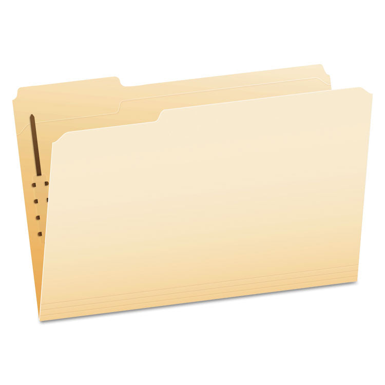Manila Fastener Folders, 1/3-Cut Tab: Assorted, 1 Fastener, Legal Size, Manila, 50/Box
