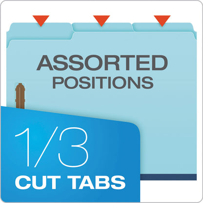 Heavy-Duty Pressboard Folders with Embossed Fasteners, 1/3-Cut Tab, Expands 1", 2 Fasteners, Letter Size, Blue, 25/Box