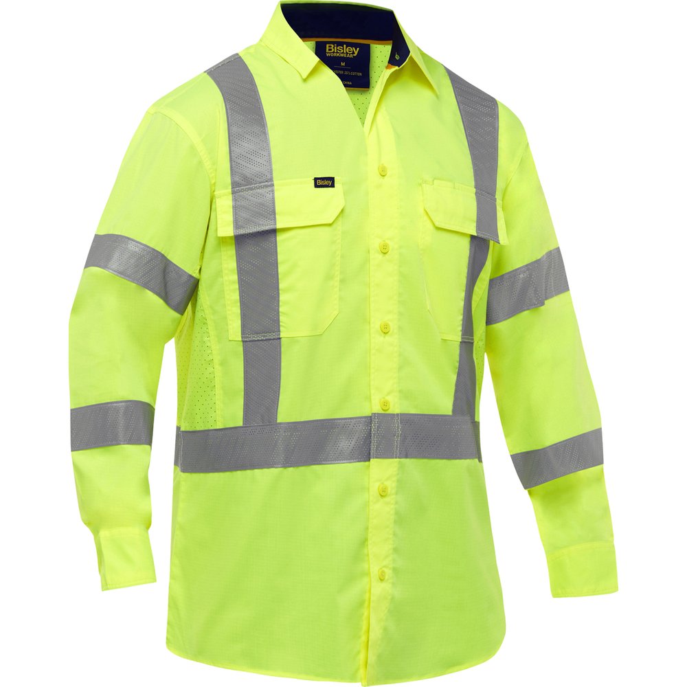Bisley Workwear by PIP T R CL3&CSA Z96 L.sleeveshirt W/AIRFLOW 3X YEL