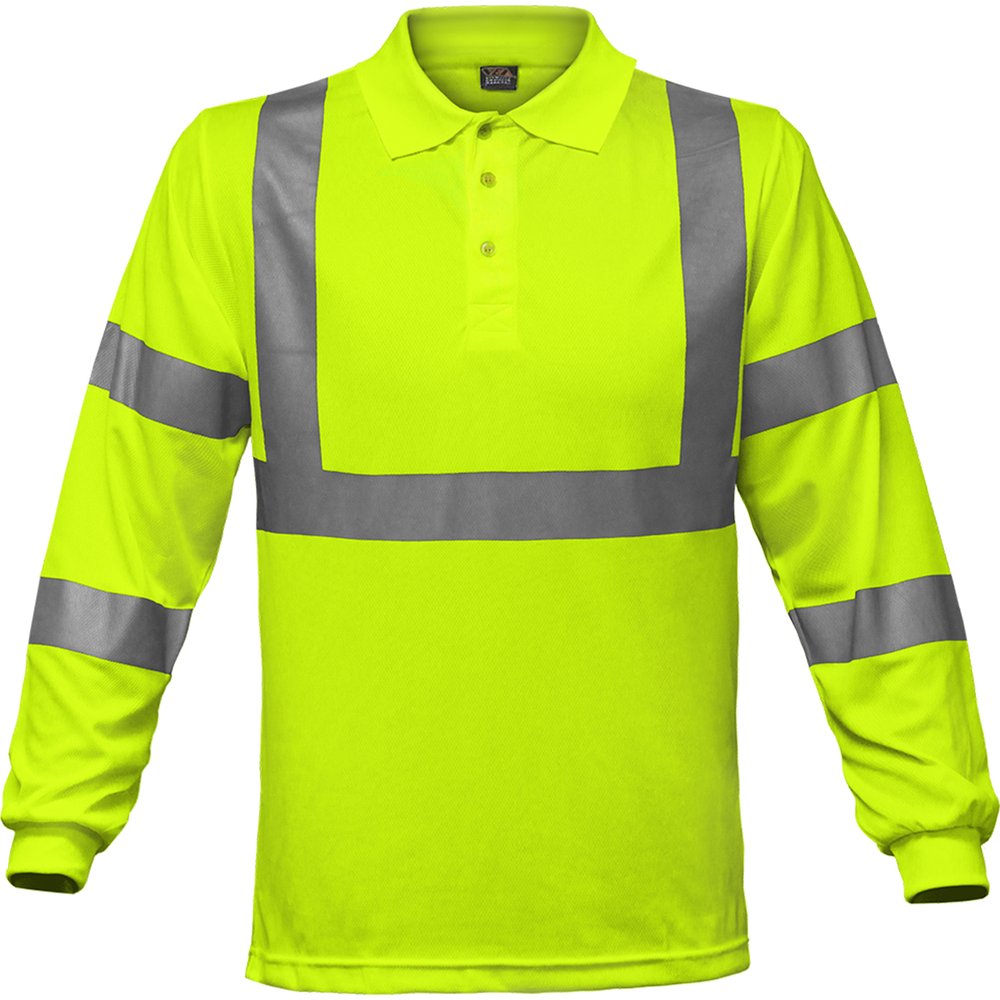 Reflective Apparel by PIP T R CL3 L.sleeve M.wicking Polo W/SUN Protect