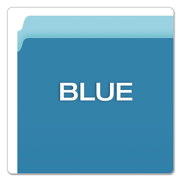 Colored File Folders, Straight Tabs, Letter Size, Blue/Light Blue, 100/Box