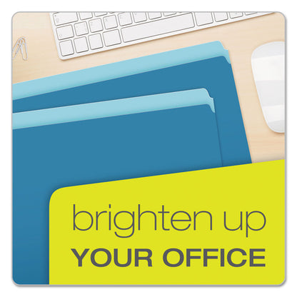 Colored File Folders, Straight Tabs, Letter Size, Blue/Light Blue, 100/Box