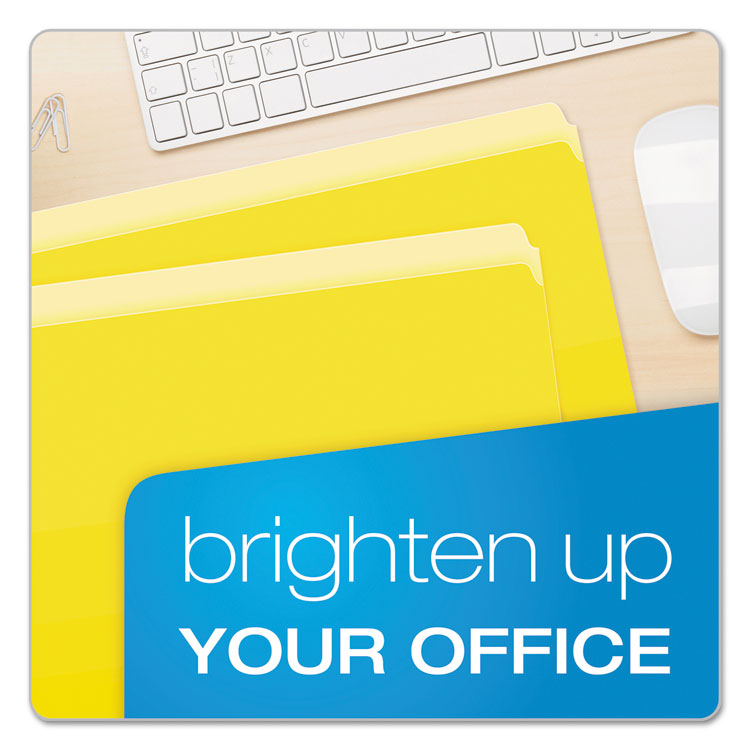 Colored File Folders, Straight Tabs, Letter Size, Yellow/Light Yellow, 100/Box