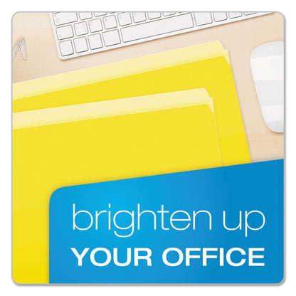 Colored File Folders, Straight Tabs, Letter Size, Yellow/Light Yellow, 100/Box