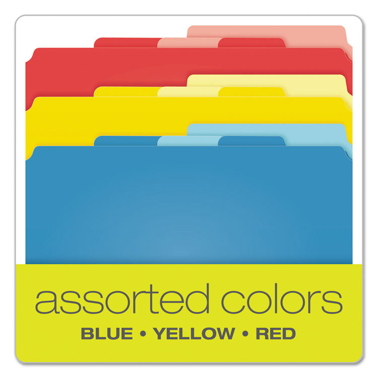 Divide It Up File Folder, 1/2-Cut Tabs: Assorted, Letter Size, 0.75" Expansion, Assorted Colors, 24/Pack