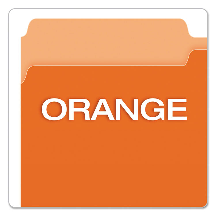 Colored File Folders, 1/3-Cut Tabs: Assorted, Legal Size, Orange/Light Orange, 100/Box