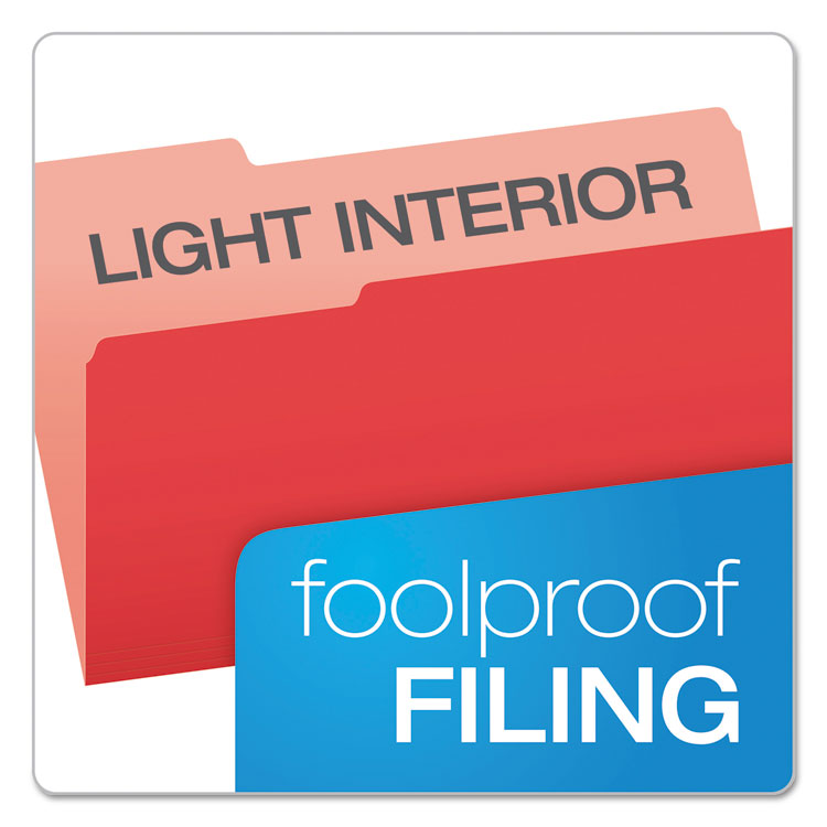 Colored File Folders, 1/3-Cut Tabs: Assorted, Legal Size, Red/Light Red, 100/Box