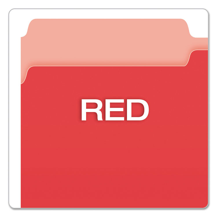 Colored File Folders, 1/3-Cut Tabs: Assorted, Legal Size, Red/Light Red, 100/Box
