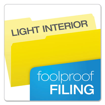 Colored File Folders, 1/3-Cut Tabs: Assorted, Legal Size, Yellow/Light Yellow, 100/Box
