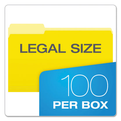 Colored File Folders, 1/3-Cut Tabs: Assorted, Legal Size, Yellow/Light Yellow, 100/Box