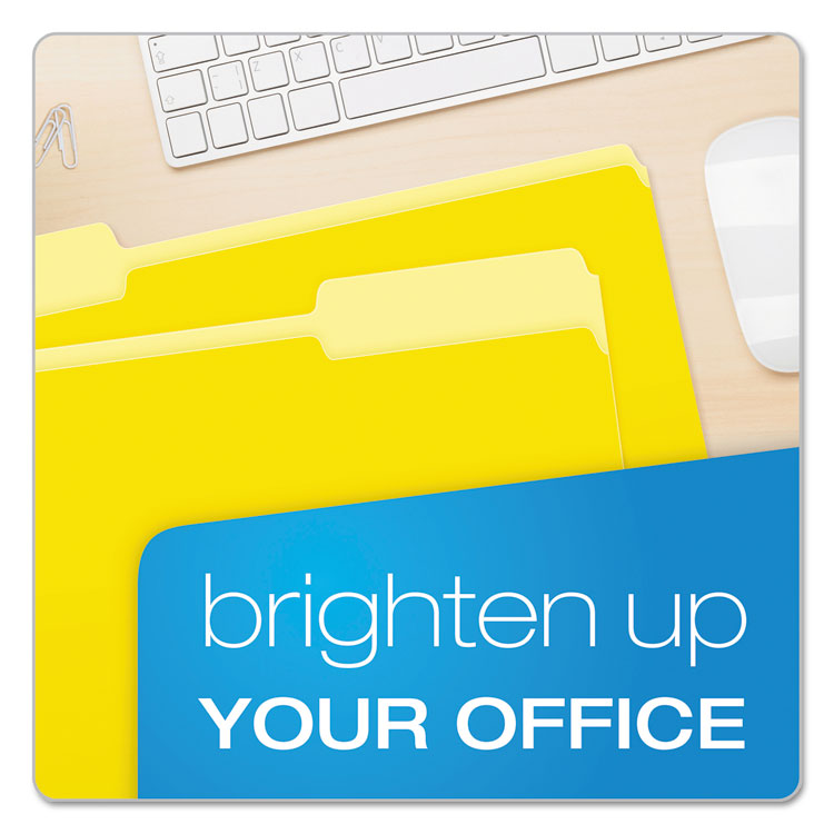 Colored File Folders, 1/3-Cut Tabs: Assorted, Legal Size, Yellow/Light Yellow, 100/Box