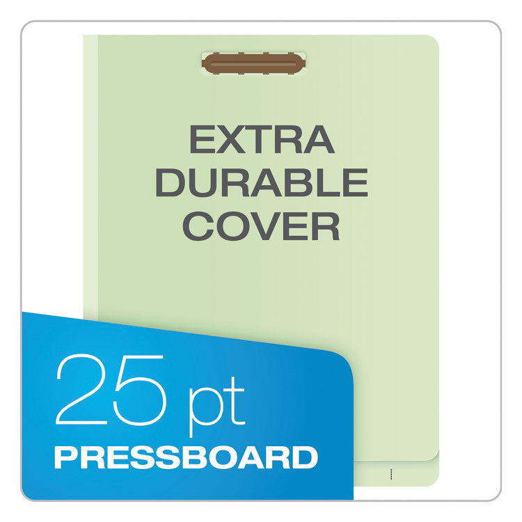 End Tab Classification Folders, Straight Tab, Expands 1.75", 1 Divider, 4 Fasteners, Letter Size, Pale Green, 10/Box