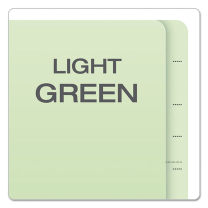 End Tab Classification Folders, Straight Tab, Expands 2.5", 2 Dividers, 6 Fasteners, Letter Size, Pale Green, 10/Box