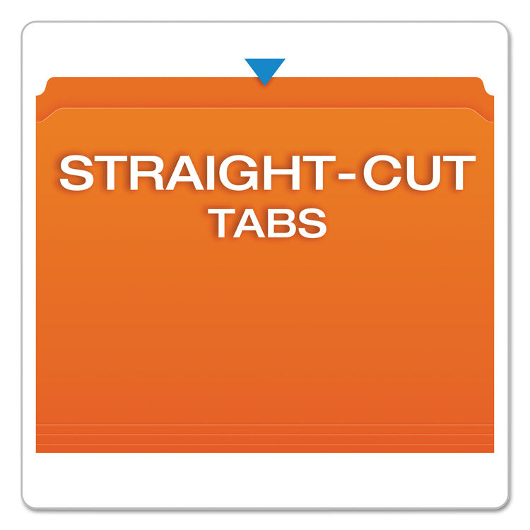 Double-Ply Reinforced Top Tab Colored File Folders, Straight Tabs, Letter Size, 0.75" Expansion, Orange, 100/Box