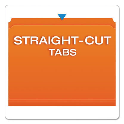 Double-Ply Reinforced Top Tab Colored File Folders, Straight Tabs, Letter Size, 0.75" Expansion, Orange, 100/Box