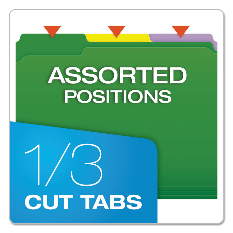 Double-Ply Reinforced Top Tab Colored File Folders, 1/3-Cut Tabs: Assorted, Letter, 0.75" Expansion, Assorted Colors, 100/Box