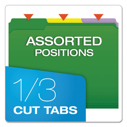 Double-Ply Reinforced Top Tab Colored File Folders, 1/3-Cut Tabs: Assorted, Letter, 0.75" Expansion, Assorted Colors, 100/Box