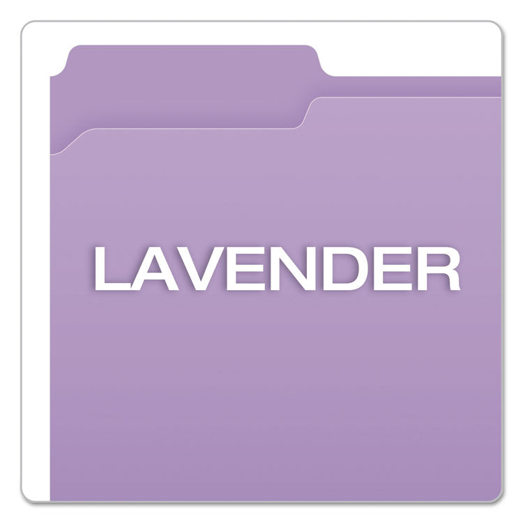Double-Ply Reinforced Top Tab Colored File Folders, 1/3-Cut Tabs: Assorted, Letter Size, 0.75" Expansion, Lavender, 100/Box