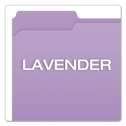 Double-Ply Reinforced Top Tab Colored File Folders, 1/3-Cut Tabs: Assorted, Letter Size, 0.75" Expansion, Lavender, 100/Box