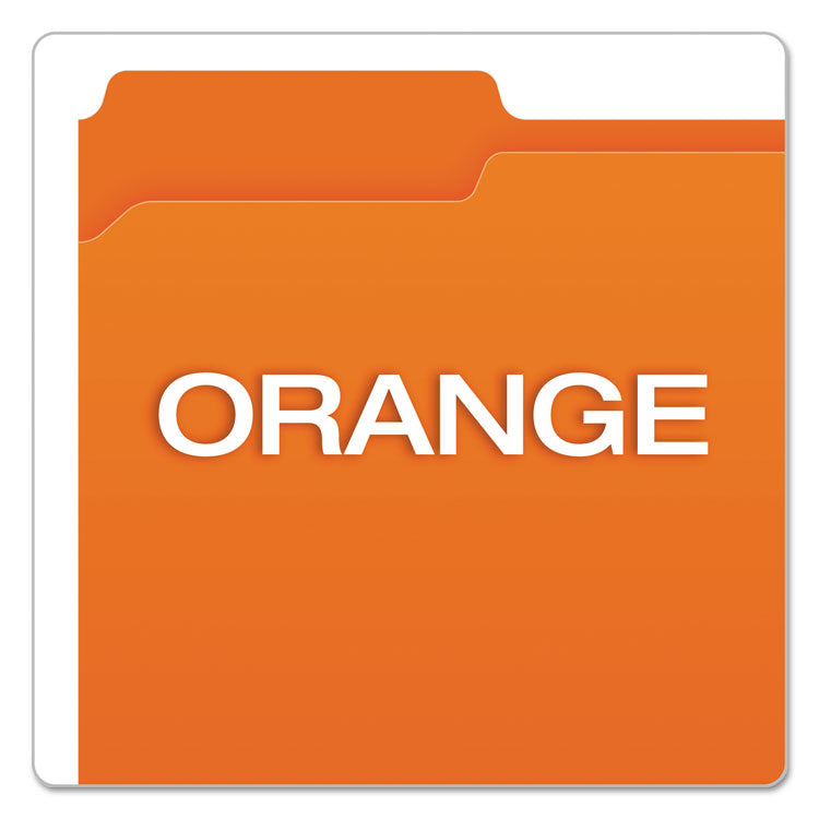 Double-Ply Reinforced Top Tab Colored File Folders, 1/3-Cut Tabs: Assorted, Letter Size, 0.75" Expansion, Orange, 100/Box