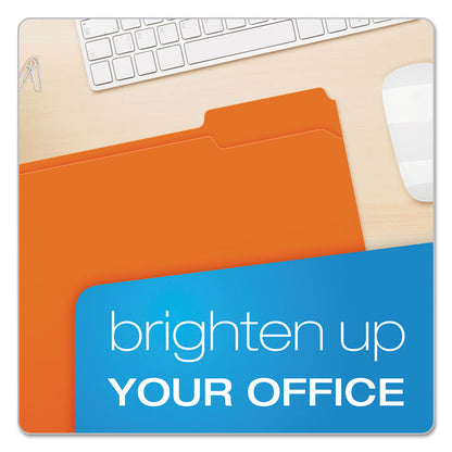 Double-Ply Reinforced Top Tab Colored File Folders, 1/3-Cut Tabs: Assorted, Letter Size, 0.75" Expansion, Orange, 100/Box