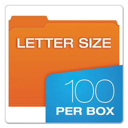 Double-Ply Reinforced Top Tab Colored File Folders, 1/3-Cut Tabs: Assorted, Letter Size, 0.75" Expansion, Orange, 100/Box