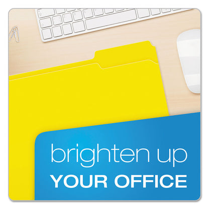 Double-Ply Reinforced Top Tab Colored File Folders, 1/3-Cut Tabs: Assorted, Letter Size, 0.75" Expansion, Yellow, 100/Box