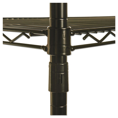 NSF Certified Industrial Four-Shelf Wire Shelving Kit, 36w x 24d x 72h, Black