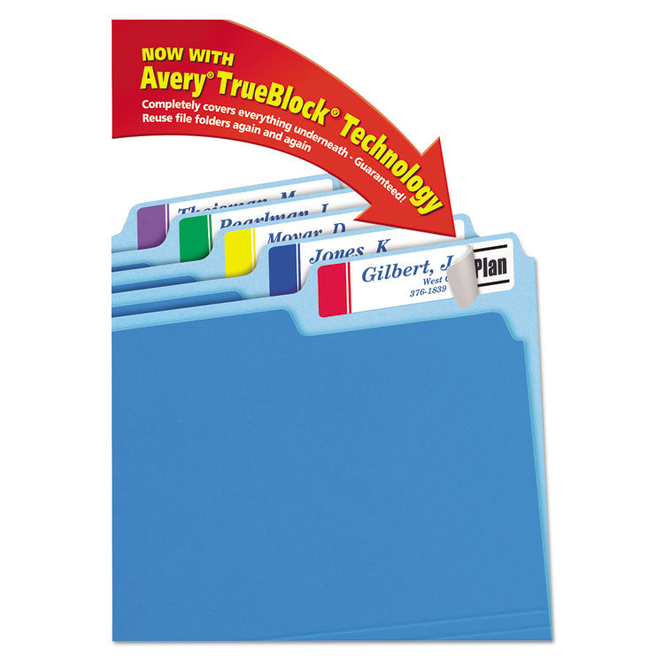 Extra-Large TrueBlock File Folder Labels with Sure Feed Technology, 0.94" x 3.44", White, 18/Sheet, 25 Sheets/Pack